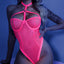 Fantasy Lingerie Glow All Nighter Open Back Harness Bodysuit has an underwired strappy collar bra, high-waisted leg & an open back to help you shine in the dark or under black lights.