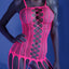  Fantasy Lingerie Glow Hypnotic Crotchless Fishnet Bodystocking has a honeycomb fishnet weave & suspender-like keyholes attached to thigh-high stockings.