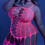 Fantasy Lingerie Glow Hypnotic Crotchless Fishnet Bodystocking has a honeycomb fishnet weave & suspender-like keyholes attached to the thigh-high stockings.