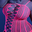 Fantasy Lingerie Glow Hypnotic Crotchless Fishnet Bodystocking has a honeycomb fishnet weave & suspender-like keyholes attached to the thigh-high stockings. (3)