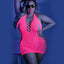 Fantasy Lingerie Glow Shock Value Halter Net Dress hugs your figure in stretch net material & exposes your skin w/ fishnet cutouts & a low back. Pink. (3)