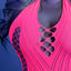 Fantasy Lingerie Glow Shock Value Halter Net Dress hugs your figure in stretch net material & exposes your skin w/ fishnet cutouts & a low back. Pink.