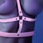 Fantasy Lingerie Glow Strapped In Collar Harness Top wraps your torso in pink glow-in-the-dark straps w/ a sexy halter neck style that's adjustable & compatible w/ BDSM accessories. (3)