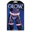 Products Fantasy Lingerie Glow Strapped In Leg Harness encircles your waist + thighs in glow-in-the-dark neon pink straps w/ D- & O-rings for attaching BDSM accessories. Package.