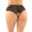 These crotchless panties have a strappy lace & microfibre design over the hips, extending into scalloped lace for a feminine touch. Black. (2)