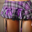 Fantasy Lingerie Student Body Sexy Schoolgirl Costume Set includes a G-string, collared halter bra top w/ attached purple plaid tie & matching pleated skirt w/detachable garters. (3)