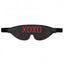 Faux leather blindfold - XOXO mask has XOXO cutout details in a contrasting red layer underneath & is perfect for sensory deprivation play or restful sleep. Front.