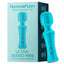 FemmeFunn Ultra Wand Mini Vibrator Info prevents hand cramps + fatigue & packs 10 vibration settings + a powerful Boost mode into a travel-friendly body. Turquoise-package.