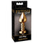 Fetish Fantasy Gold Metal Luv Butt Plug has a flared crystal base for safe & stylish anal use w/ a tapered tip for easy insertion & ribbed neck for more stimulation. Package.