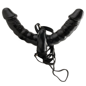  Fetish Fantasy Series Double Delight Vibrating Strap-On lets both you & a partner enjoy orgasmic satisfaction w/ your own multispeed vibrations & independent remote controls.