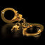 Fetish Fantasy Series Gold Metal Cuffs are great for bondage beginners or experts & include 2 keys (1 spare) + a quick-release lever for fast freedom without a key. Close up.
