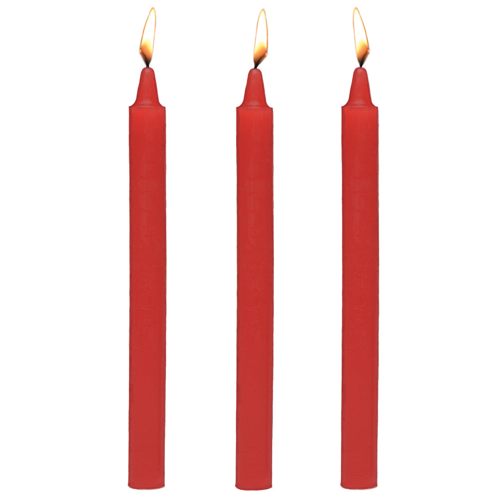 Master Series - Fetish Drip Candles 3 Pack - Fire Sticks - fragrance-free paraffin wax drip candles that melt at a low temperature for up to 30 minutes of safe wax play. red (3)