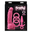 Firefly - Pleasure Kit - GITD - kit includes a lifelike veiny dido w/ suction cup, a ring-handle butt plug & 3 differently sized cockrings. Pink, box