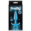 Firefly - Prince - Medium - GITD butt plug has a tapered tip & curved stopper base w/ pull ring handle for easy insertion & removal. Blue, box