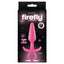Firefly - Prince - Medium - GITD butt plug has a tapered tip & curved stopper base w/ pull ring handle for easy insertion & removal. Pink, box