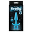 Firefly - Prince - Small - GITD anal plug has a tapered tip & curved ring handle for easy insertion & removal. Blue, box