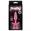 Firefly - Prince - Small - GITD anal plug has a tapered tip & curved ring handle for easy insertion & removal. Pink, box