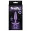 Firefly - Prince - Small - GITD anal plug has a tapered tip & curved ring handle for easy insertion & removal. Purple, box