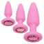First Time Crystal Booty Anal Plug Training Kit lets you take anal training at your own pace w/ flared crystal gem bases for a glamorous look. Pink.