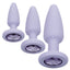 First Time Crystal Booty Anal Plug Training Kit lets you take anal training at your own pace w/ flared crystal gem bases for a glamorous look. Purple.