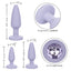 First Time Crystal Booty Anal Plug Training Kit lets you take anal training at your own pace w/ flared crystal gem bases for a glamorous look. Purple-dimensions & features.