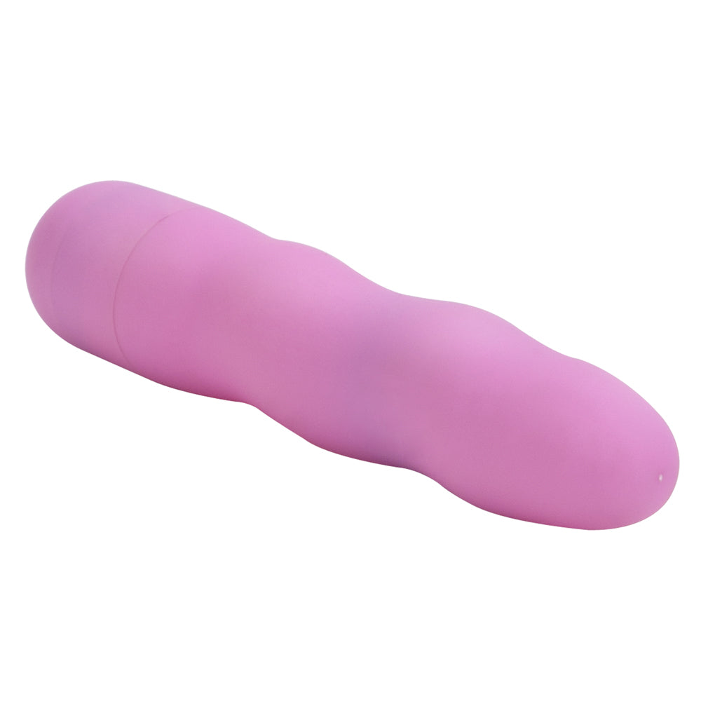 First Time - Mini Power Swirl - beginner-friendly straight vibrator has powerful multi-speed vibrations, swirling ribbed texture with a velvety coating. Pink 2