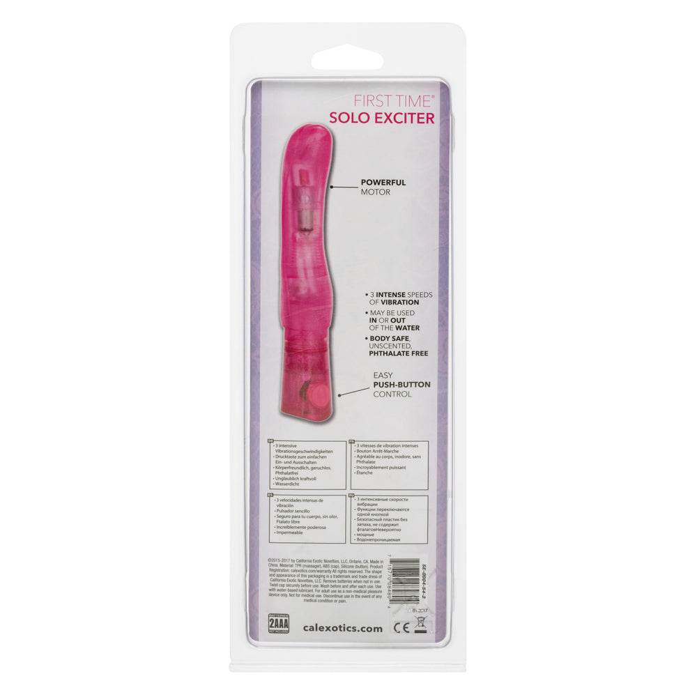 First Time - Solo Exciter - vibrator that has a sleek, curved shaft with 3 speeds. Pink 6