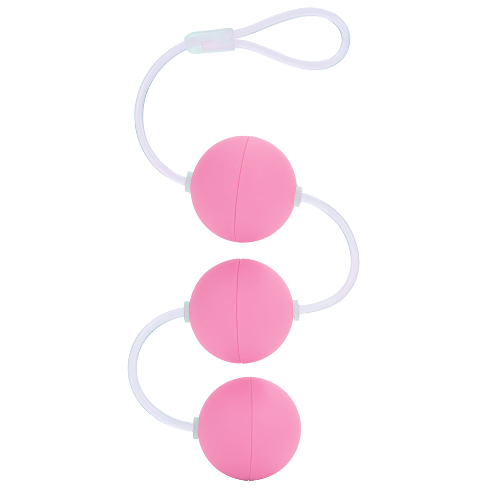 First Time - Triple Love Balls, weighted trio of kegel balls have silky-smooth PU coating, retrieval loop. Pink