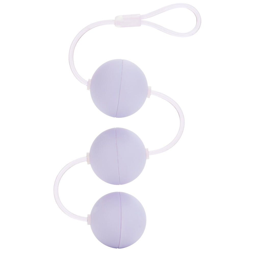 First Time - Triple Love Balls, weighted trio of kegel balls have silky-smooth PU coating, retrieval loop. Purple