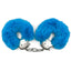 Fluffy Metal Cuffs - lockable metal handcuffs come with 2 keys & a built-in quick-release for safe restraint play. Cadet blue.