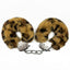 Fluffy Metal Cuffs - lockable metal handcuffs come with 2 keys & a built-in quick-release for safe restraint play. Leopard.