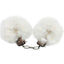 Fluffy Metal Cuffs - lockable metal handcuffs come with 2 keys & a built-in quick-release for safe restraint play. White.