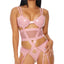 Forplay - Double The Mesh Teddy Set -strappy pink vinyl teddy has a mesh midriff panel and dual strap garter belt. Pink.