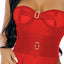 Forplay Gold Rush Red Strapless Satin Elastic & Mesh Teddy is made from sheer mesh, satin sheen elastic & engraved gold hardware w/ a strapless sweetheart design. (3)