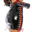 Forplay On Call Sexy Dark Nurse Costume has a vinyl halter crop top, nurse headband, & high-waisted skirt + elbow-length fingerless gloves w/ corset lacing. (5)