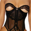 Forplay Peek-A-Boo Black Strapless Lace & Mesh Gartered Teddy has attached suspenders & has cutout lace cups to reveal the perfect amount of underboob. (3)