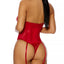 Forplay Peek-A-Boo Red Strapless Lace & Mesh Gartered Teddy has attached suspenders & has cutout lace cups to reveal the perfect amount of underboob. (2)