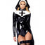 Forplay Saintlike Seductress Sexy Nun Costume has a form-fitting high-low top, high-waisted panties & nun veil, all in latex-like vinyl for a fetishwear shine. (5)