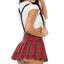 Forplay Teach Me Sexy Schoolgirl Costume comes with a white collared cutout tie-front top, red tartan skirt, black suspenders & nerdy glasses. (2)