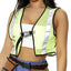Forplay Under Construction Sexy Construction Worker Costume includes a crop hi-vis vest, cami, denim-look bottoms w/ attached garters, fingerless gloves, safety glasses & a pouch belt. (3)