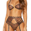 Forplay Wild Spots Leopard Print Lingerie Set includes a mesh bra, garter belt & cheeky panty to show off your wild side. 
