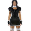 Forplay Woman Crush Wednesday Sexy Velvet & Lace Costume has a tight velvet dress w/ chest cutout, fingerless gloves & fishnet thigh-highs w/ scallopws lace. (5)