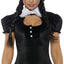 Forplay Woman Crush Wednesday Sexy Velvet & Lace Costume has a tight velvet dress w/ chest cutout, fingerless gloves & fishnet thigh-highs w/ scallopws lace. (3)