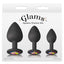Glams - spades trainer kits has tapered tips for easy insertion, bulbous bodies for a full feeling & multicoloured rainbow gem bases. Black-package.