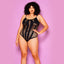 Glitter Attention Lover Seamless Fishnet Panel Teddy - Curvy exposes & conceals your assets from behind fishnet + shredded panels in different sizes for more visual drama.
