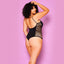 Glitter Attention Lover Seamless Fishnet Panel Teddy - Curvy exposes & conceals your assets from behind fishnet + shredded panels in different sizes for more visual drama. (3)