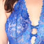 Glitter Blue Lagoon Plunging Halter Scallop Lace Teddy - Curvy has a deep V-neck & criss-cross detail at the cleavage while the scalloped edge & floral lace add feminine charm. (3)
