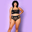 Glitter Heart of Chaos Seamless Halter Net Lingerie Set - Curvy includes a halter tube top & high-waisted panties w/ fishnet + shredded weave to show just the right amount.