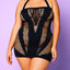 Glitter Heart of Chaos Seamless Shredded Net Chemise - Curvy exposes your figure through shredded fishnet weave while V-shaped solid panels keep your intimate assets covered & elongate your curvy figure. (2)