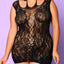 Glitter Lace Kiss Floral Criss-Cross Mesh Chemise - Curvy combines opaque floral mesh w/ sheer criss-cross details to show off the perfect amount. (2)